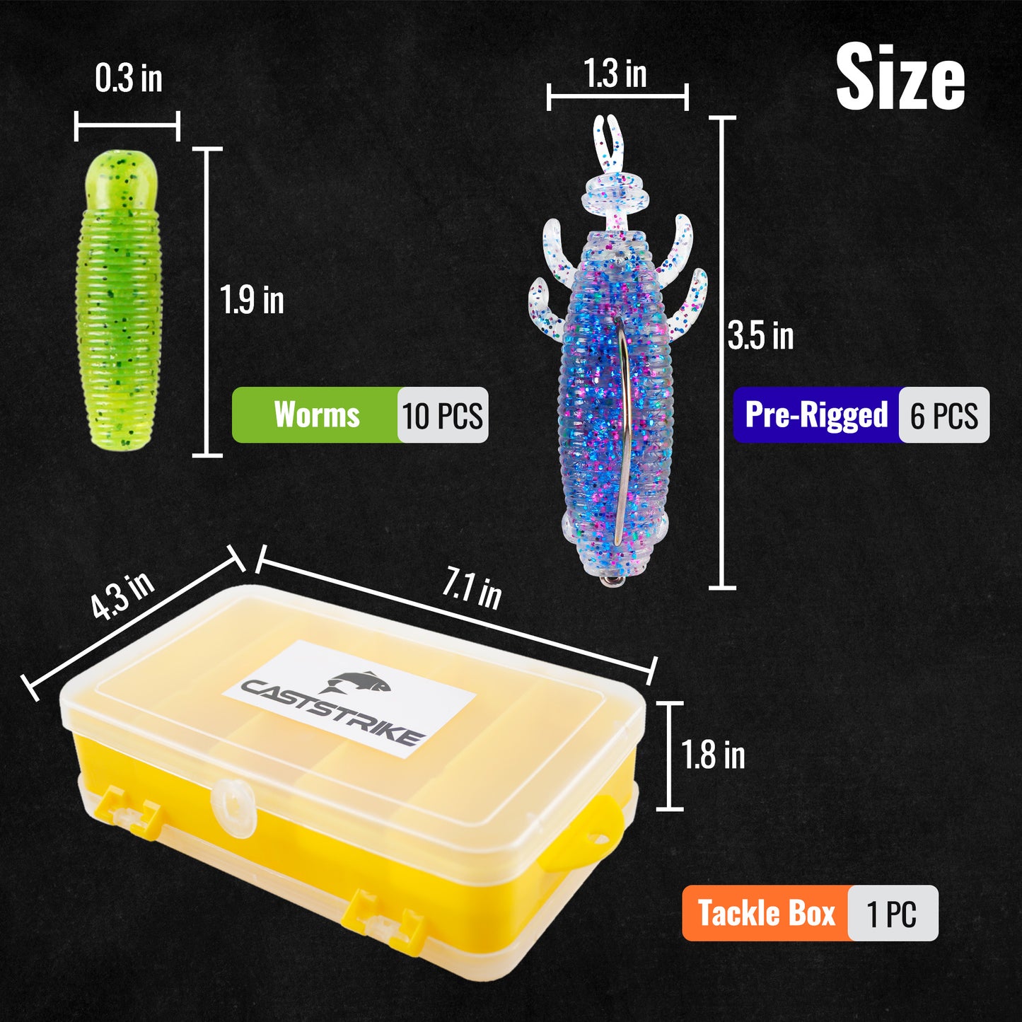 Ned Rig Baits Kit, Tackle Box Included