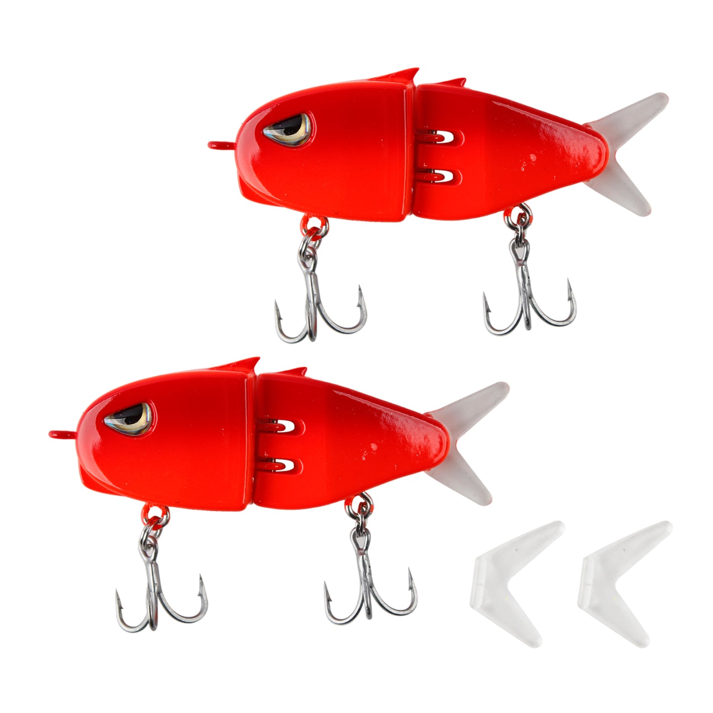 CASTSTRIKE 2PCS Mini Jointed Glide Bait Swimbait Bass Fishing Lure Slow Sinking Multi Jointed Fishing Lures for Freshwater Saltwater Realistic Wobbling Swimbait with 2 Extra Tails Treble Hooks