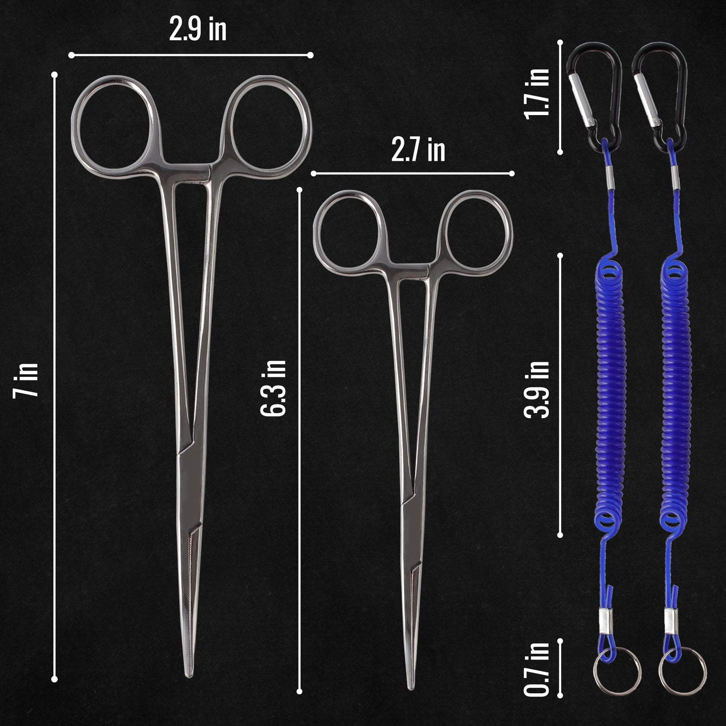 CASTSTRIKE Multi-Purpose Fishing Tool Kit with Hemostat Forceps, Titanium Braid Scissors, Pin-On Reel, Anti-Loss Coiled Lanyard, Hook Remover Set for Fly Fishing, Tackle Setup & Angling(Forceps Combo)
