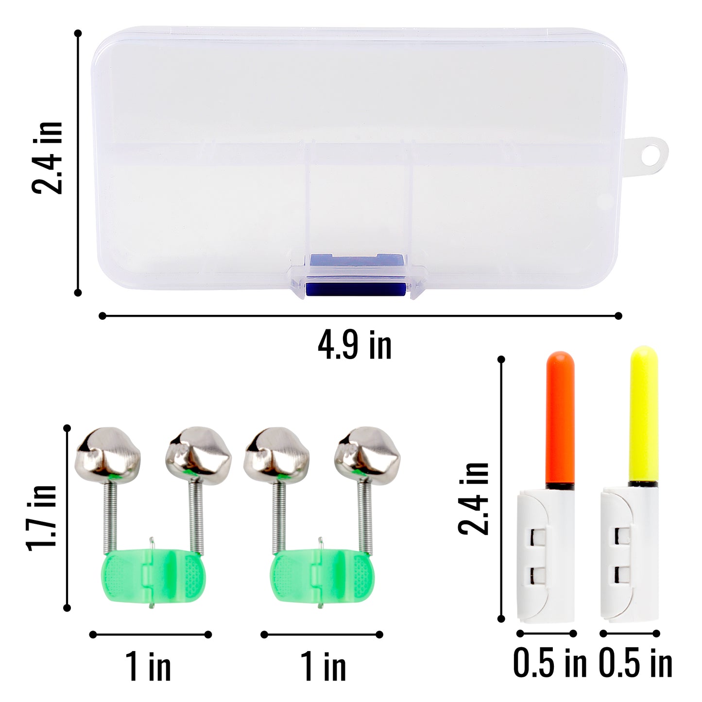 Fishing Bite Alarm Kit with LED Indicators and Bells – Clip-On Rod Tip Strike Alert Light for Night Fishing, Freshwater and Saltwater – Compact Durable Hard Case Included for Easy Storage