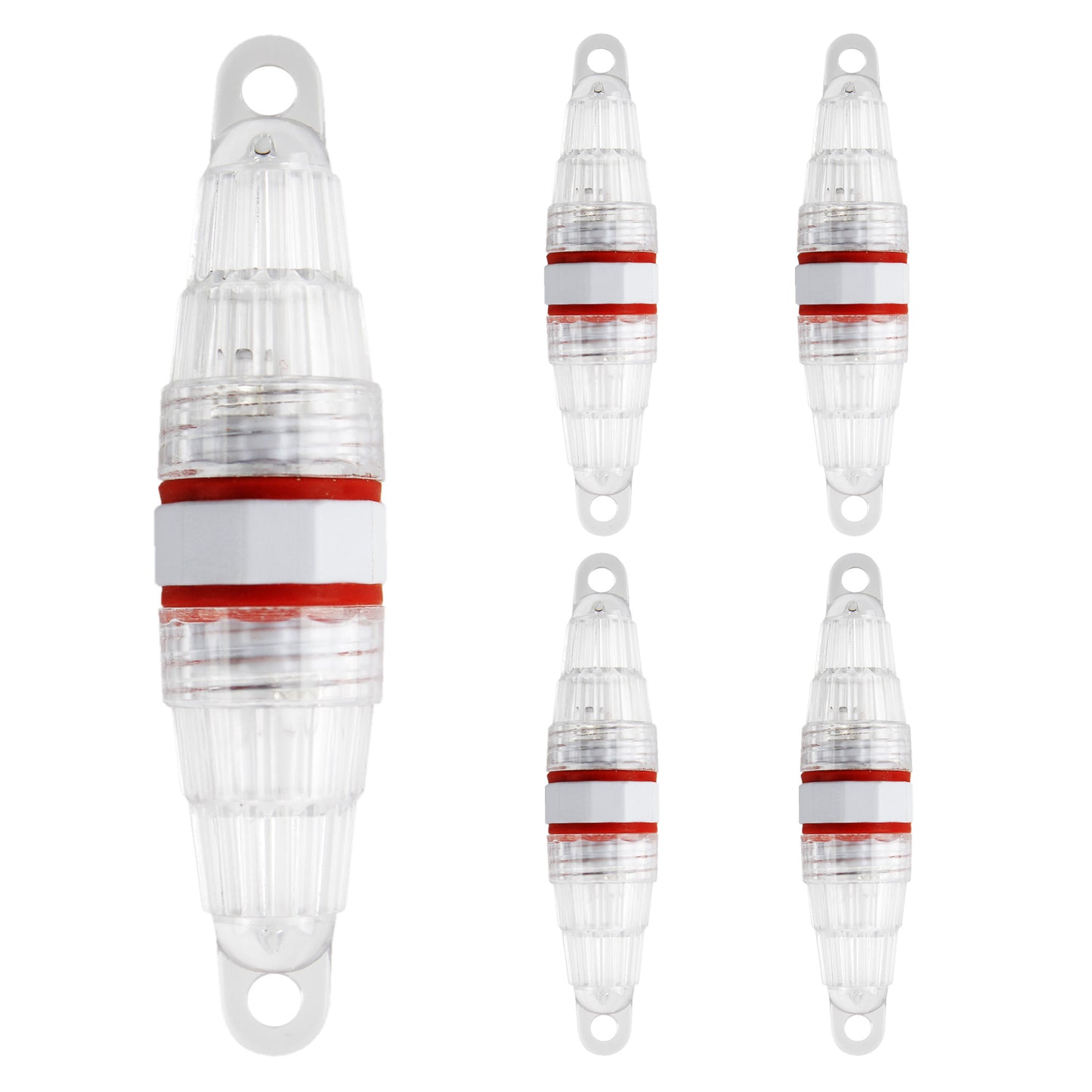 CASTSTRIKE 5pcs LED Fishing Light Waterproof Submersible Double-Sided Crappie Lure Flashing Lamp Underwater Attractant Light Fishing Beacon for Night Ice Saltwater Kayak Dock Rig
