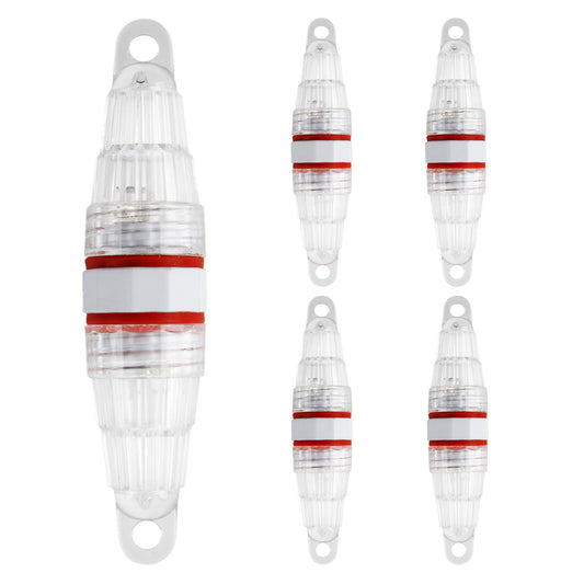 CASTSTRIKE 5pcs LED Fishing Light Waterproof Submersible Double-Sided Crappie Lure Flashing Lamp Underwater Attractant Light Fishing Beacon for Night Ice Saltwater Kayak Dock Rig