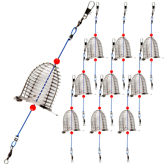 CASTSTRIKE Carp Fishing Bait Cage 10PCS 304 Stainless Steel Chum Rig Basket Catfish Bait Holder Trap Feeder Basket for Freshwater Saltwater Fishing Tackle Accessories