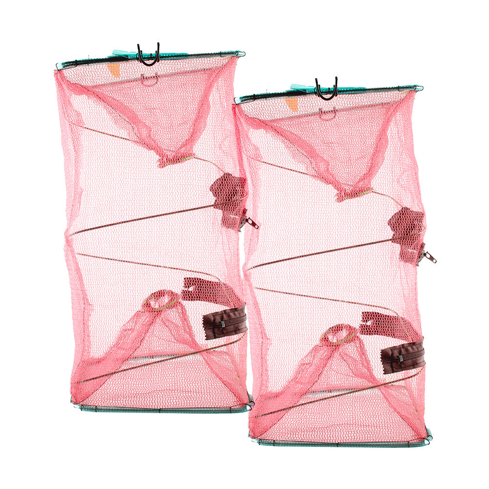 Fish Bait Trap 2 Pack Portable Foldable Collapsible Fishing Net for Shrimp Crawfish Minnow and Crab Lightweight Durable Design Easy to Carry 16.7 x 9 Inches