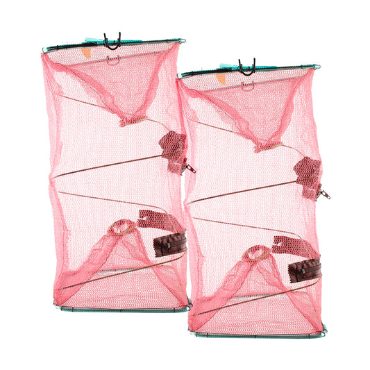Fish Bait Trap 2 Pack Portable Foldable Collapsible Fishing Net for Shrimp Crawfish Minnow and Crab Lightweight Durable Design Easy to Carry 16.7 x 9 Inches