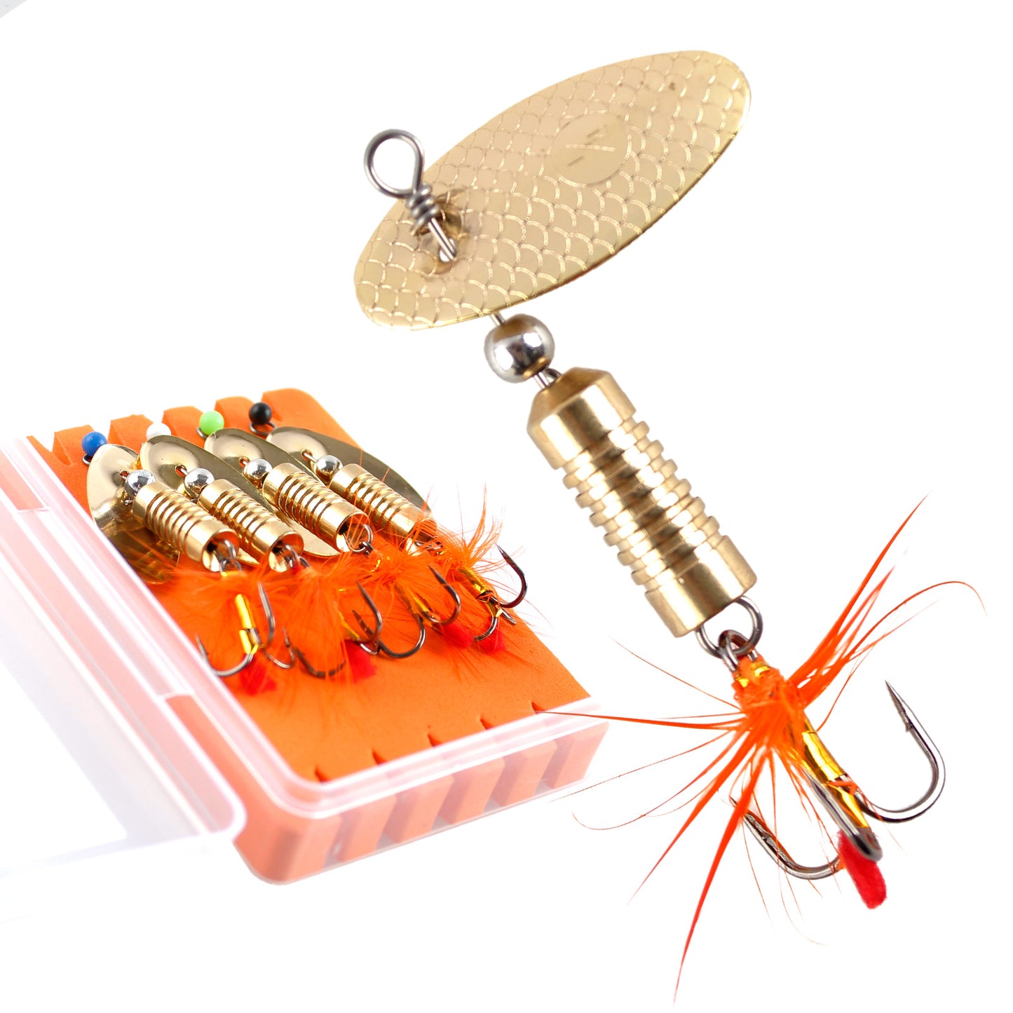 CASTSTRIKE Trout Spinnerbait Lures Inline Rooster Tail Fishing Kit Brass Spinner Baits with Smooth Rotation Flash Blade for Bass Pike Crappie Saltwater Freshwater Lake River 360 Balance Hook