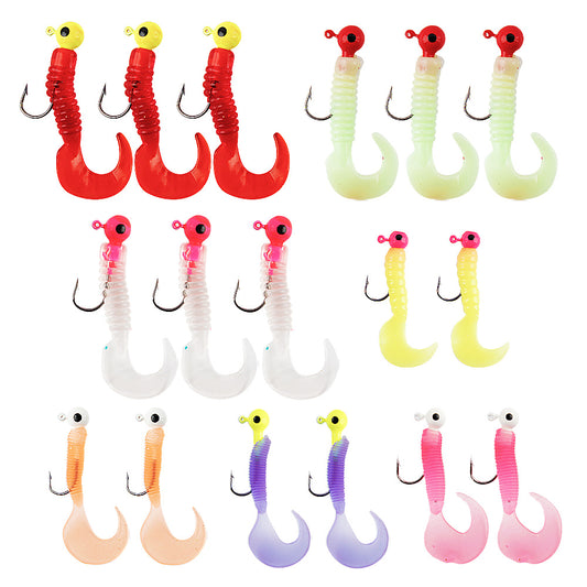 Crappie Jig Head and Soft Plastic Grub Lure Kit 17PCS Fishing Bait Set for Panfish, Bass, Trout – Multi-Color Soft Lures with Sharp Hooks Freshwater Tackle Box Essential