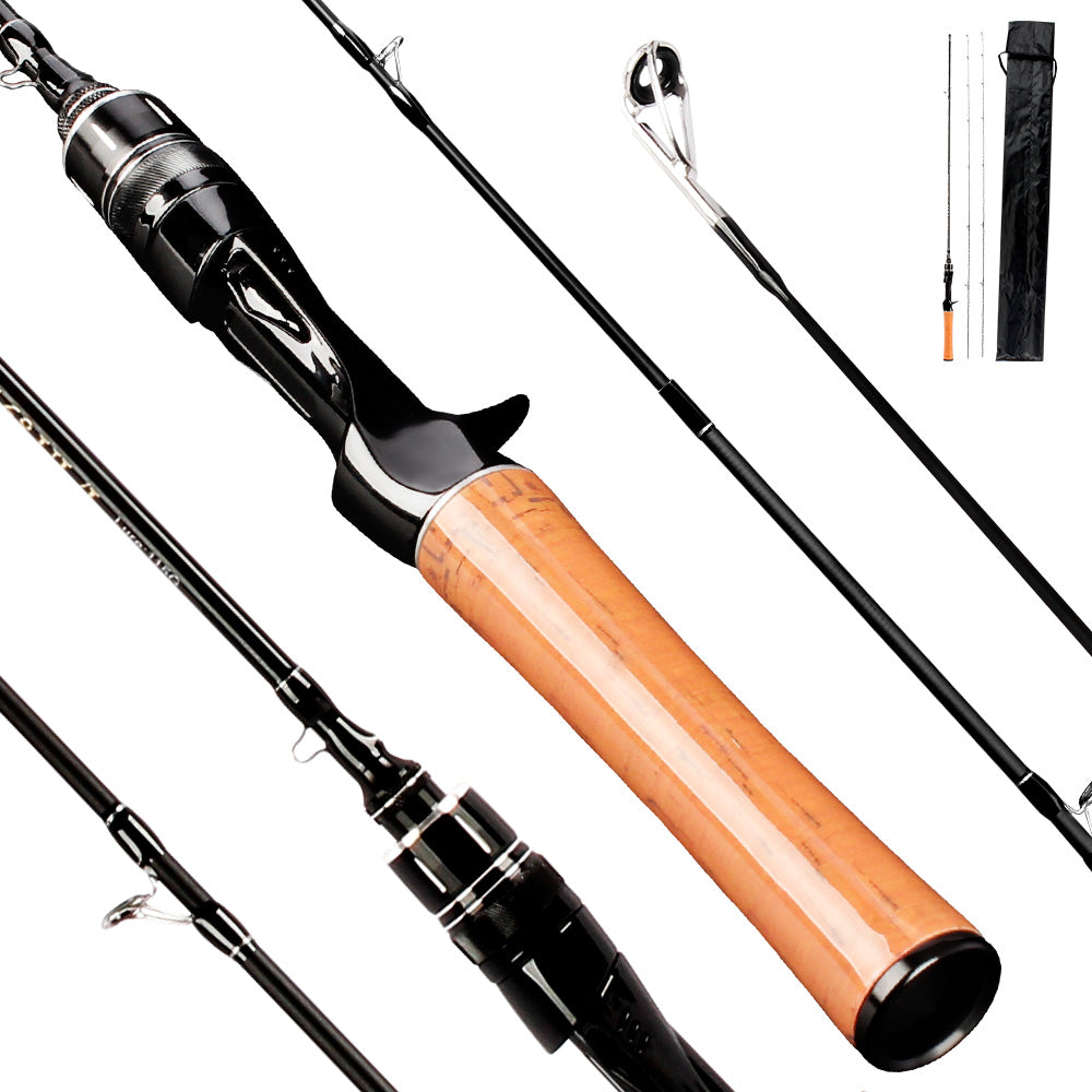 Fishing Rod Baitcasting 2-Piece Carbon Fiber Casting Fishing Rod for Bass Trout Panfish Bluegill, Lightweight and Extra Sensitive for Longer Casting