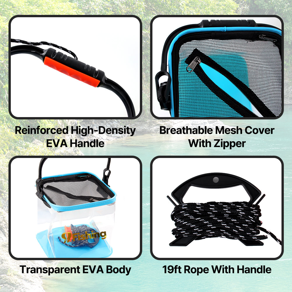 9L Collapsible Transparent Fishing Bucket with Rope