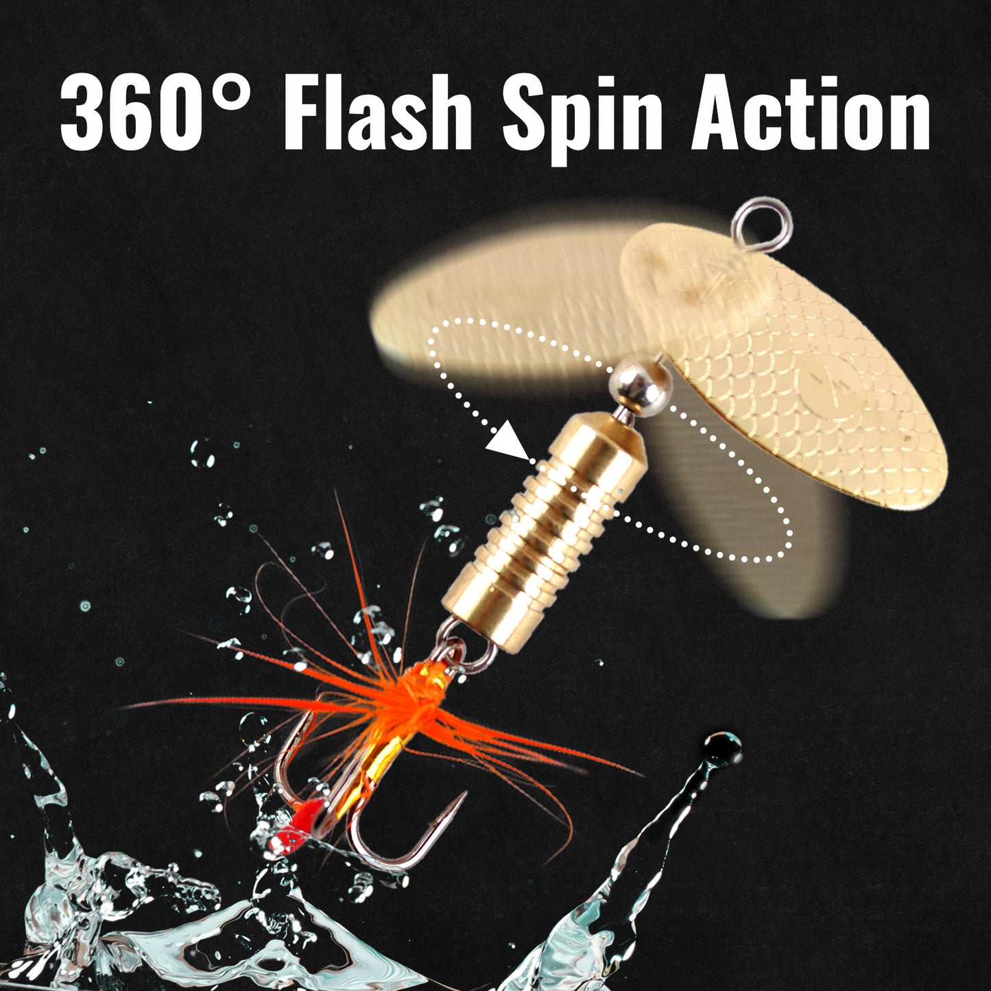 CASTSTRIKE Trout Spinnerbait Lures Inline Rooster Tail Fishing Kit Brass Spinner Baits with Smooth Rotation Flash Blade for Bass Pike Crappie Saltwater Freshwater Lake River 360 Balance Hook