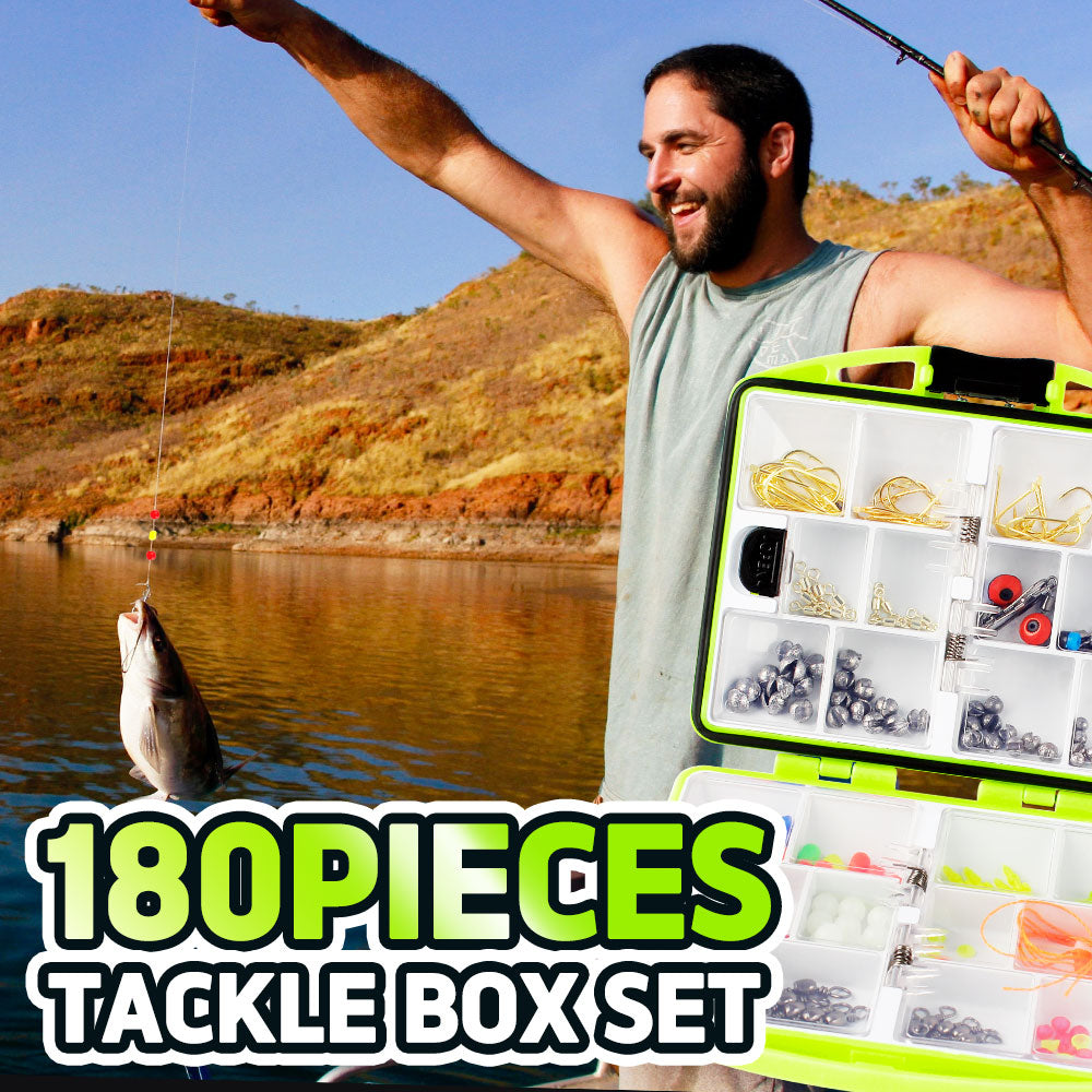 Fishing Mini Tackle Box Organizer Set 180 pcs Saltwater Hooks Weights Sinkers Swivels Kids Starter Kit Ice Fishing Gear