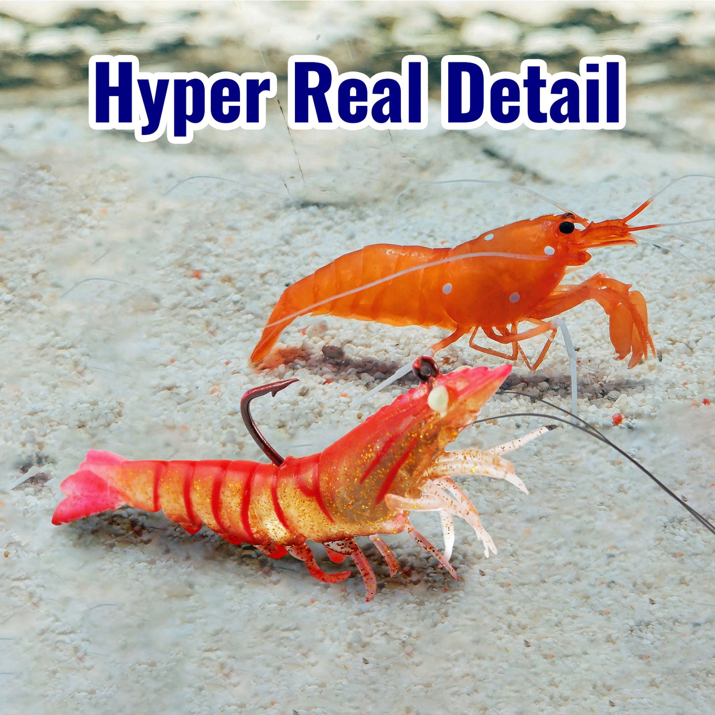 CASTSTRIKE 3Pcs Shrimp Fishing Lures for Saltwater and Freshwater Soft Bait Pre-Rigged Glow Eyes Lifelike Silicone Prawn Jig for Bass Trout Redfish Flounder Crappie Snook Walleye Fishing