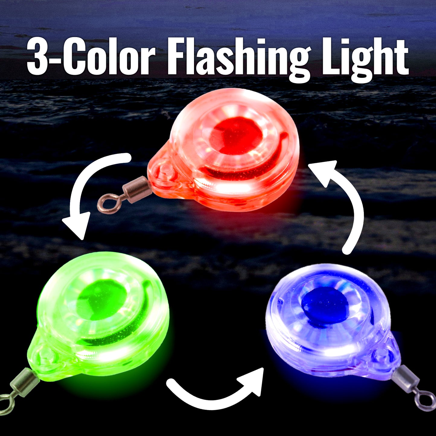 6PCS LED Fishing Lures Light Underwater Bait Water Activated LED Deep Drop Attractant Light for Saltwater Freshwater Night Trolling Ice Boat Pier Bass Halibut
