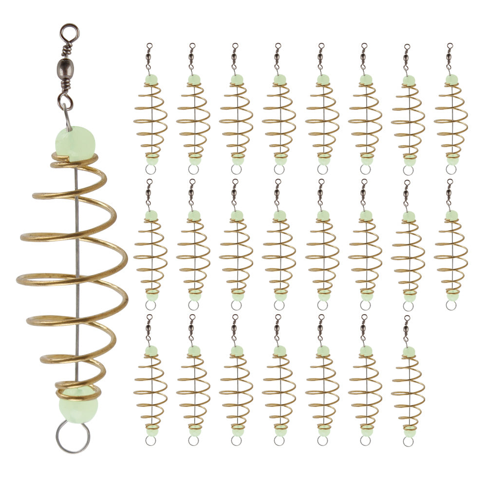 24PCS Fishing Bait Trap Cage Rigs Luminous Glow in The Dark Spring Feeder Hooks for Mullet, Carp, Bread and Dough Bait Freshwater Ready to Use Setup