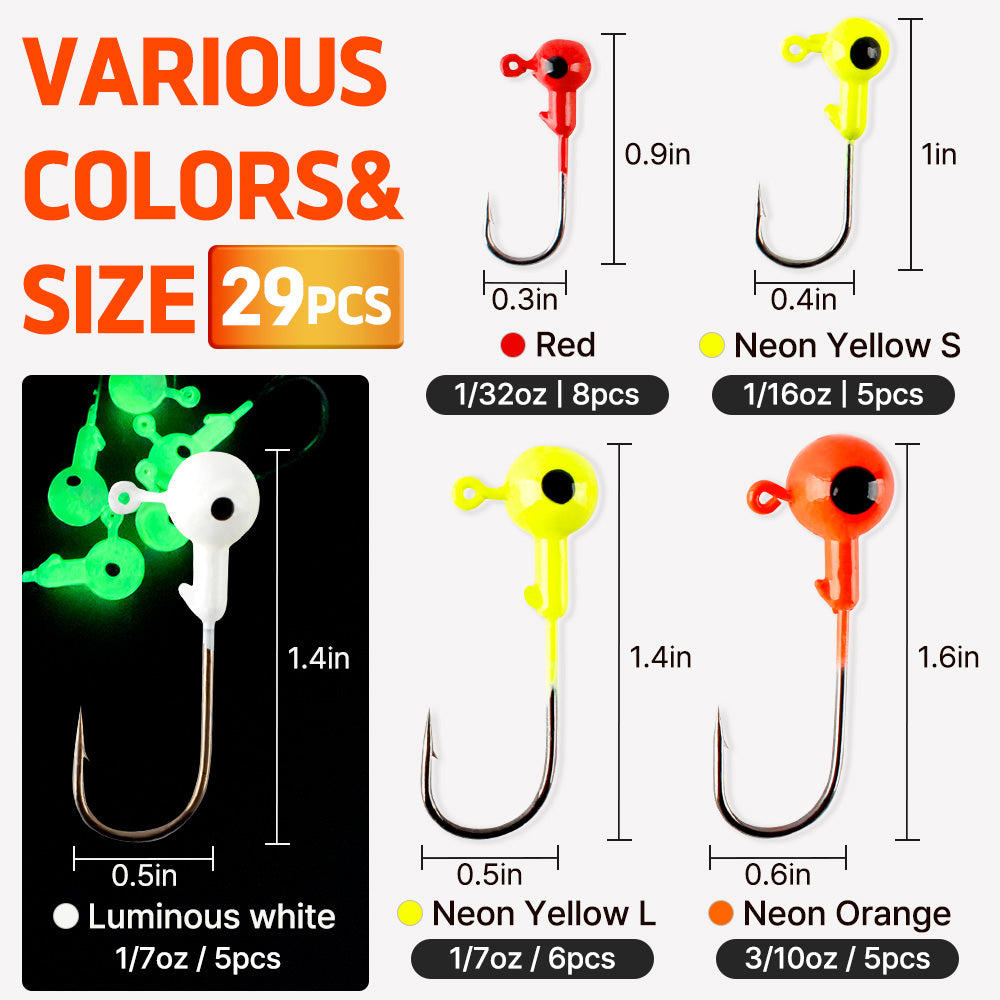 Fishing Jig Heads Kit Crappie Jigs 29PCS