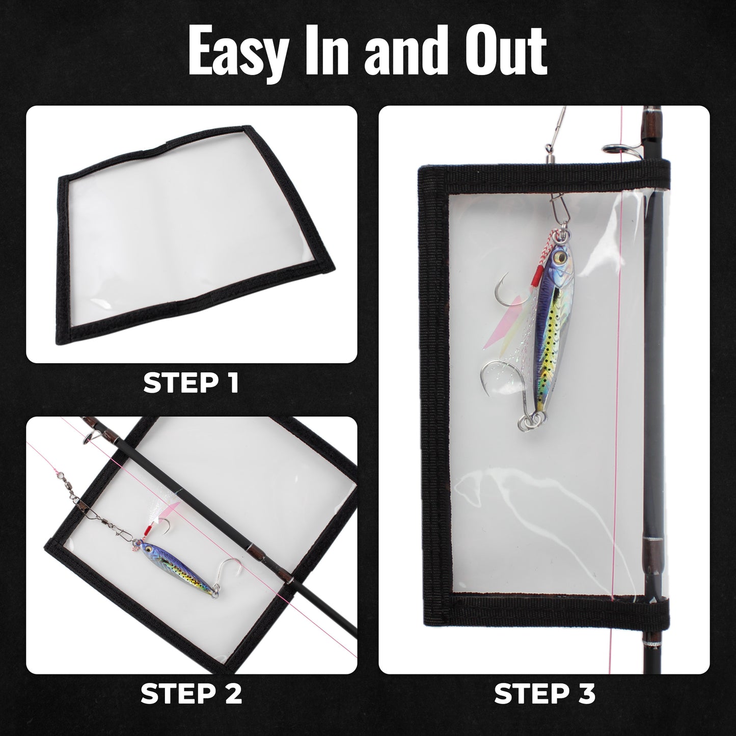 CASTSTRIKE 6PCS Fishing Lure Wraps Hook Safety Cover, Clear PVC Lure Protector for Treble Hooks, Bait Storage, Tangle‑Free Safe Fishing + Rod Tip Protector, Saltwater Safe