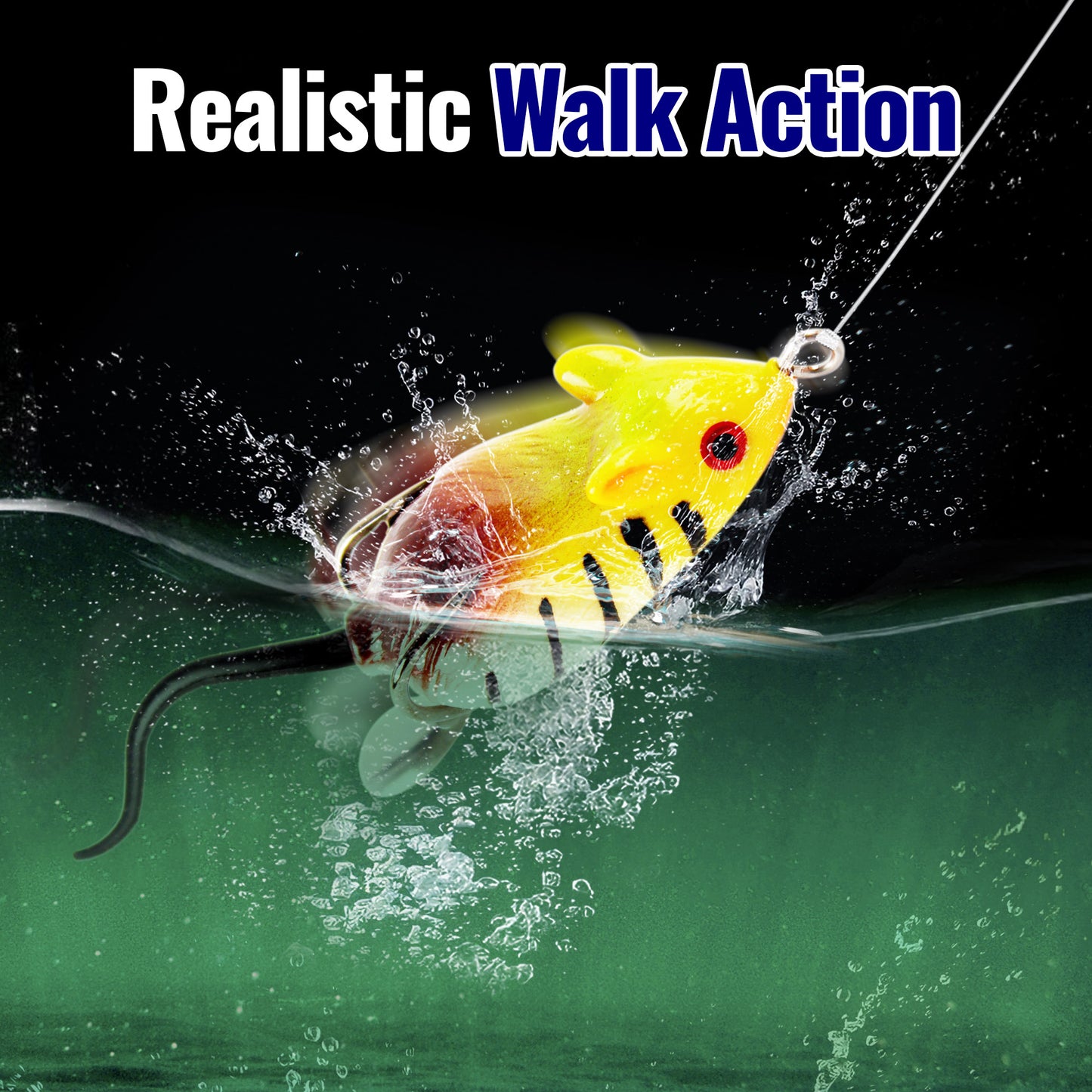 CASTSTRIKE Topwater Mouse Rat Fishing Lure, 5pcs Realistic Soft Rat Bait for Bass, Trout, Pike, Muskie, Hollow Body, Weedless Double‑Barb Hooks, Spinnerbait Blade, Glide Bait & Crankbait Compatible