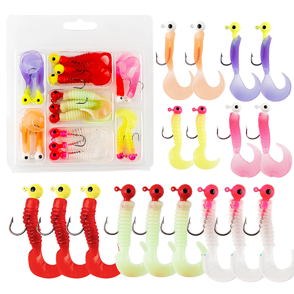 Crappie Jig Head and Soft Plastic Grub Lure Kit 17PCS Fishing Bait Set for Panfish, Bass, Trout – Multi-Color Soft Lures with Sharp Hooks Freshwater Tackle Box Essential