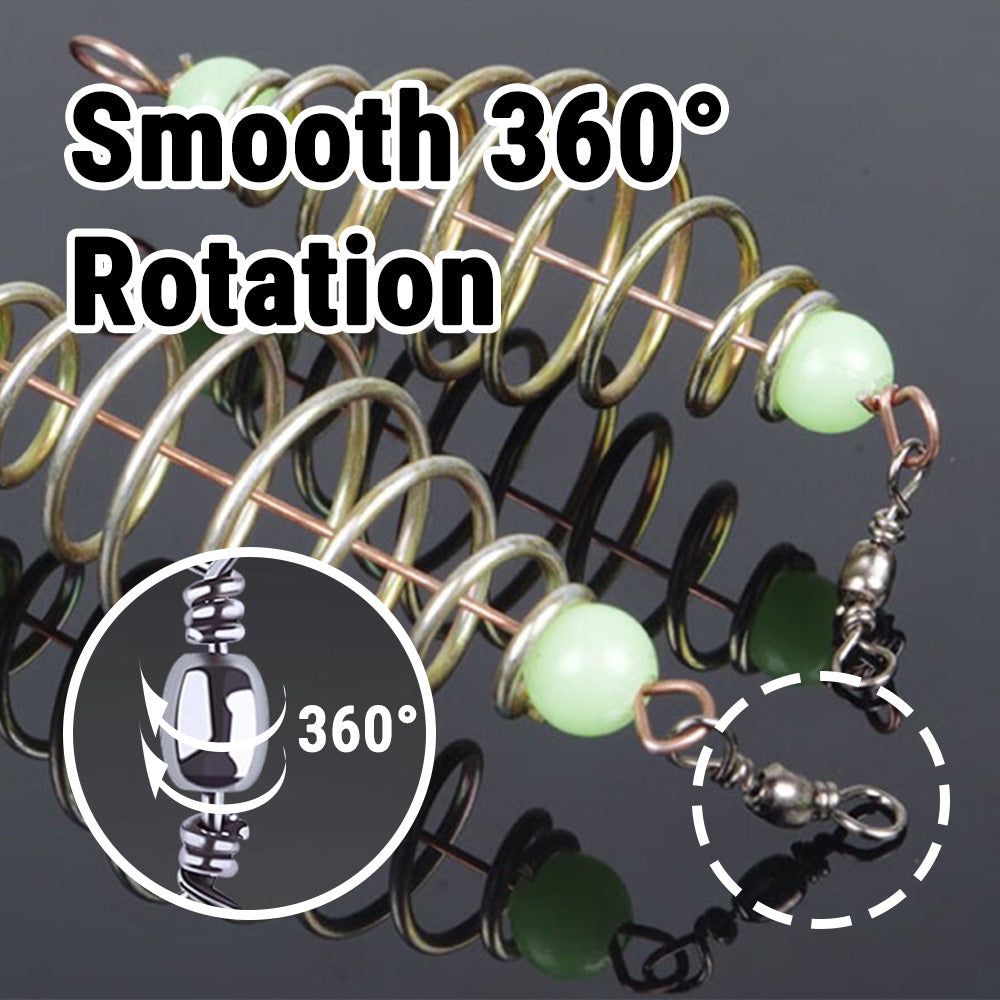 24PCS Fishing Bait Trap Cage Rigs Luminous Glow in The Dark Spring Feeder Hooks for Mullet, Carp, Bread and Dough Bait Freshwater Ready to Use Setup