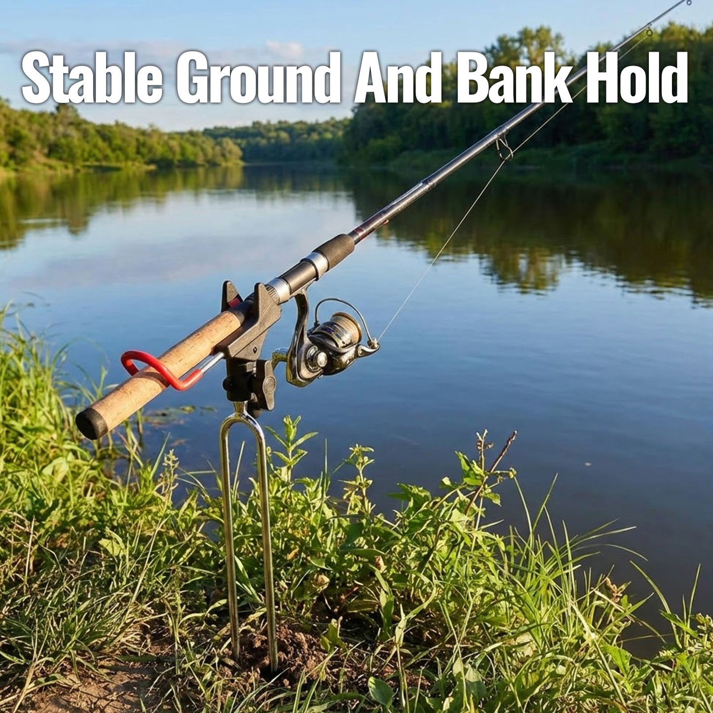 CASTSTRIKE 2 Pack Fishing Rod Holder for Ground and Bank Fishing 360 Adjustable Fishing Pole Holder Stand with Steel Ground Stake Non Slip Groove Catfish Surf Sand Beach Shore Universal Rod Stand