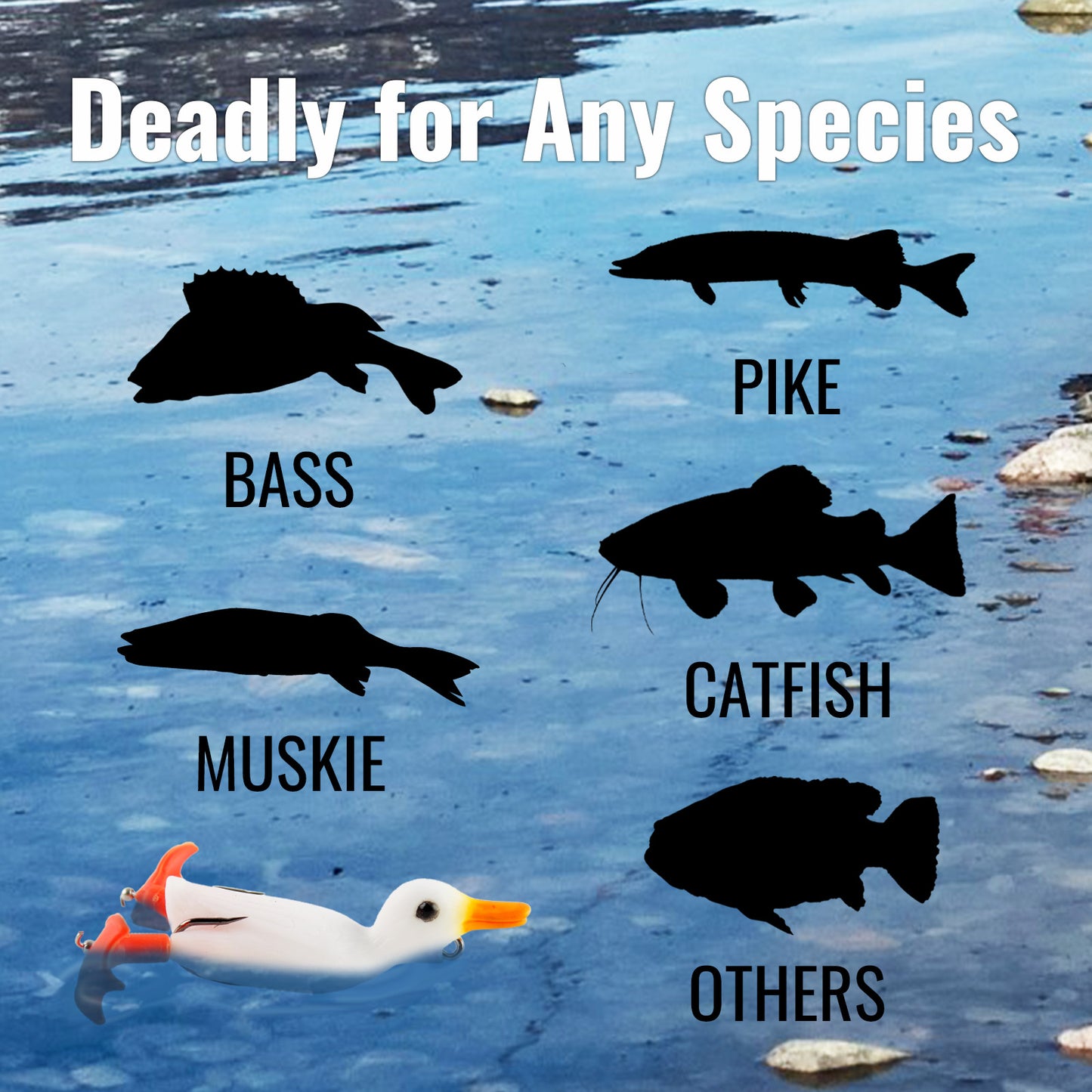 CASTSTRIKE Topwater Duck Lures for Bass Fishing, 5pcs Realistic Soft Weedless Duck Bait Floating with Tackle Box Freshwater Saltwater Pike Musky Catfish Topwater Swimbait Duckling Lure Propeller