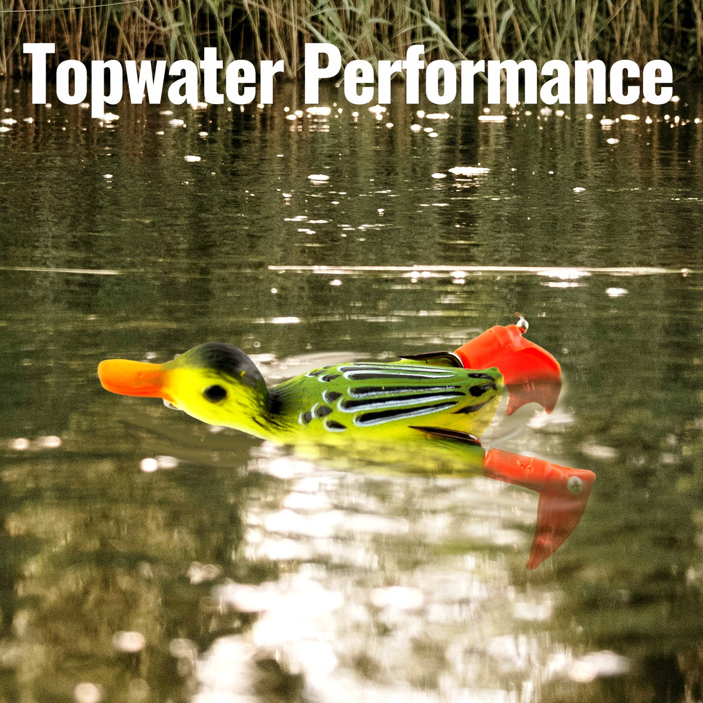 CASTSTRIKE Topwater Duck Lures for Bass Fishing, 5pcs Realistic Soft Weedless Duck Bait Floating with Tackle Box Freshwater Saltwater Pike Musky Catfish Topwater Swimbait Duckling Lure Propeller