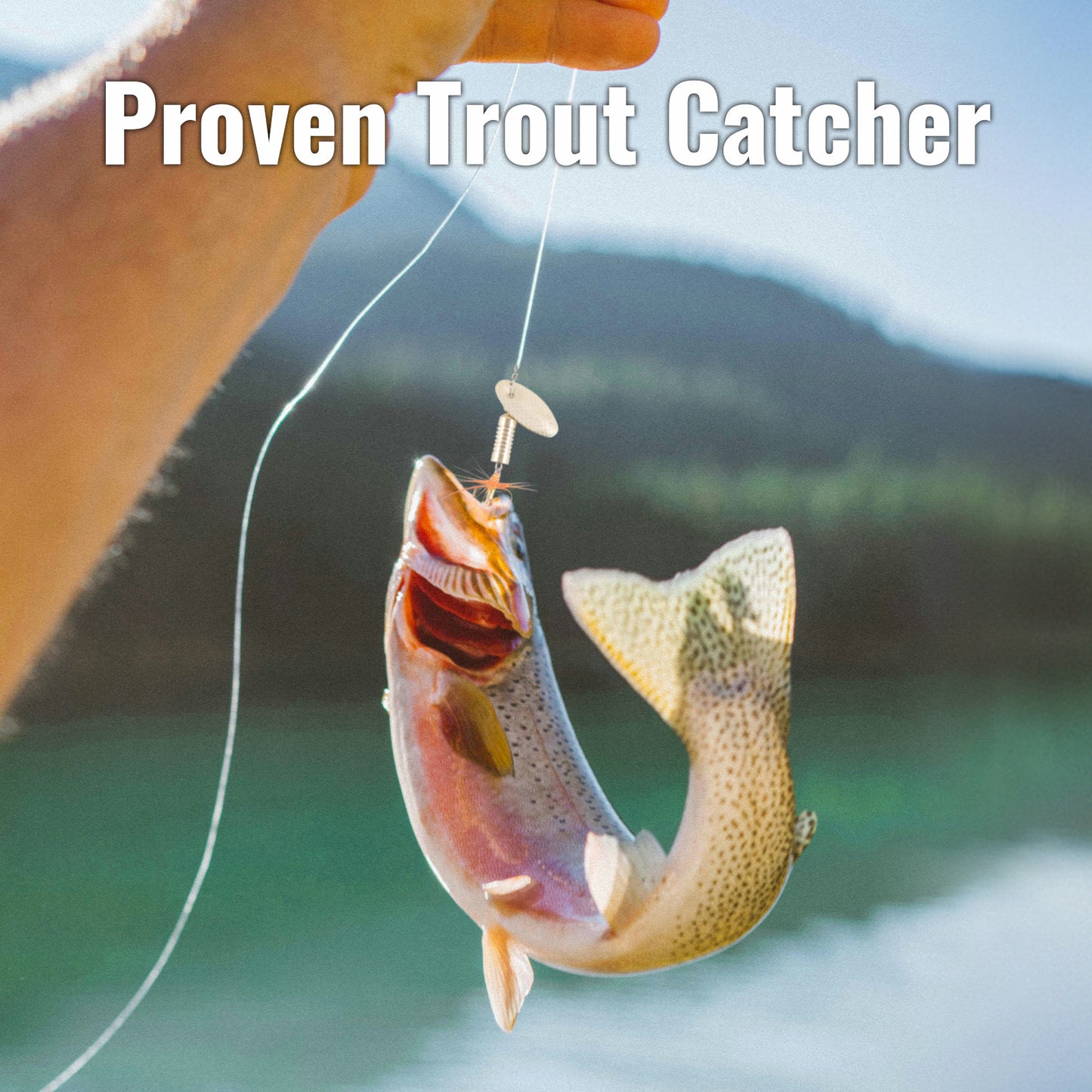 CASTSTRIKE Trout Spinnerbait Lures Inline Rooster Tail Fishing Kit Brass Spinner Baits with Smooth Rotation Flash Blade for Bass Pike Crappie Saltwater Freshwater Lake River 360 Balance Hook