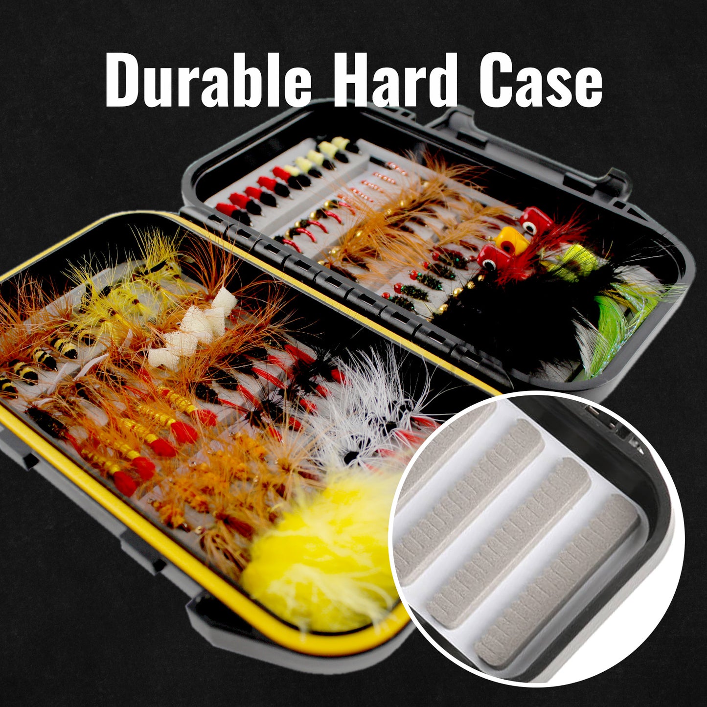 CASTSTRIKE Fly Fishing Flies Kit 100pcs Dry Wet Nymph Streamer Lures Set Fly Fishing Gear Tackle Hooks for Trout Bass Salmon with Waterproof Double Sided Fly Box Assortment Hand Tied Fly Lures