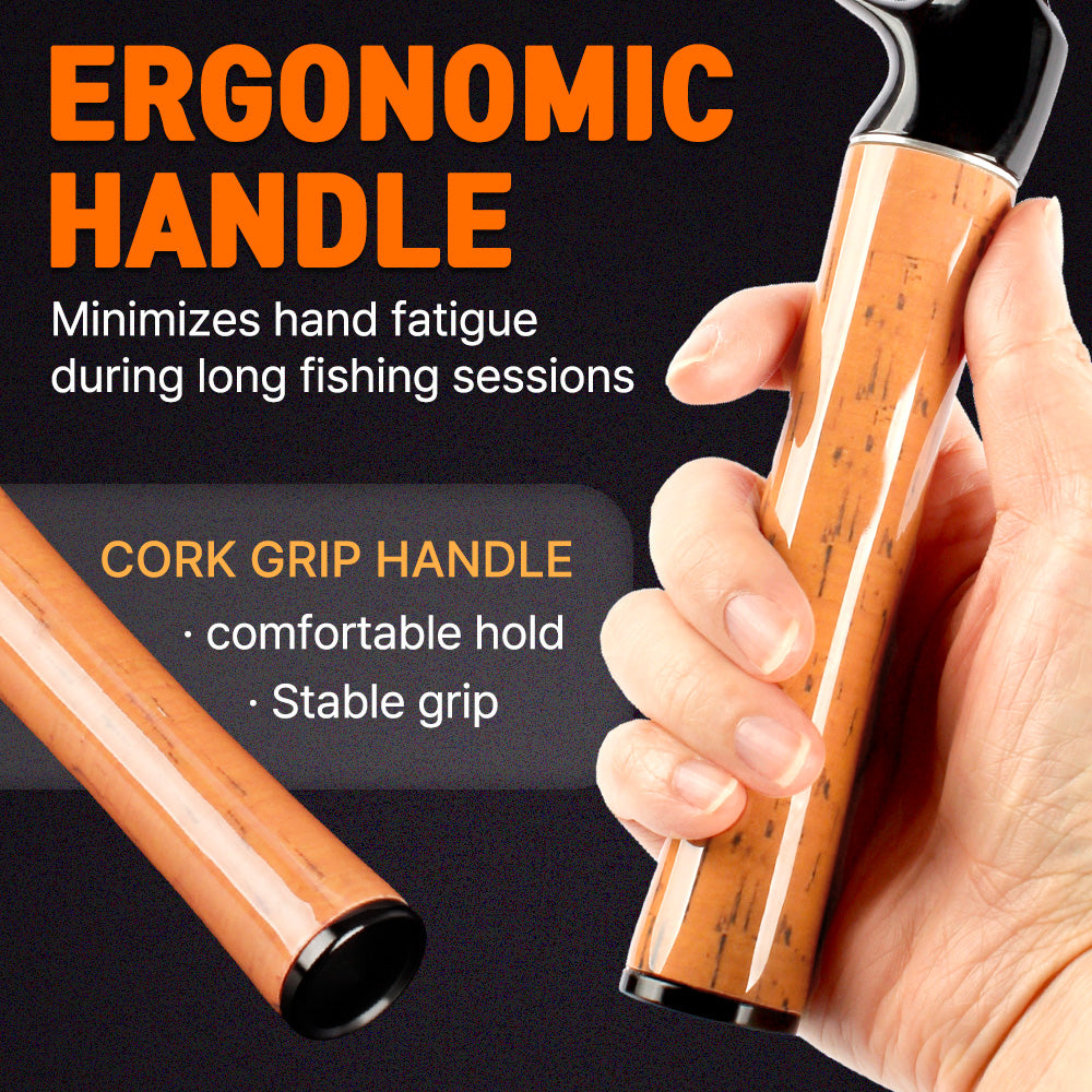 Fishing Rod Baitcasting 2-Piece Carbon Fiber Casting Fishing Rod for Bass Trout Panfish Bluegill, Lightweight and Extra Sensitive for Longer Casting