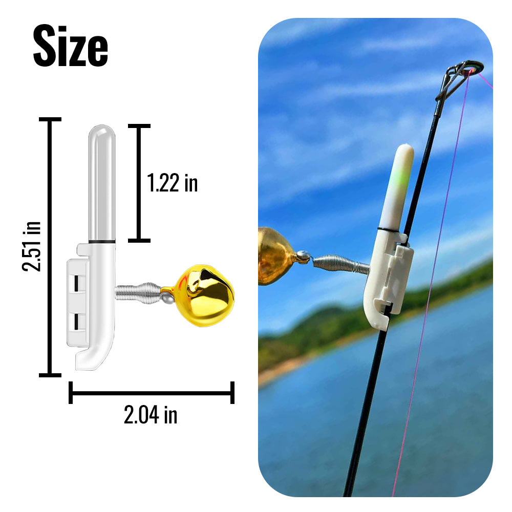 Fishing Bite Alarm Bell for Rod 6 PCS LED Smart Sensor Light Turns Red on Fish Strike Night Fishing Sound Alert with Clip-on Design