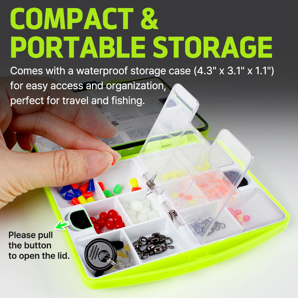 Fishing Mini Tackle Box Organizer Set 180 pcs Saltwater Hooks Weights Sinkers Swivels Kids Starter Kit Ice Fishing Gear