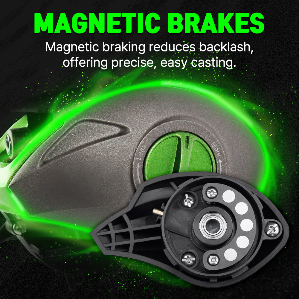 Baitcaster Fishing Reel 11LB Drag 6 Stainless Steel Bearings Lightweight Casting Reel with Magnetic Braking System for Freshwater and Saltwater Fishing 6.3 Gear Ratio