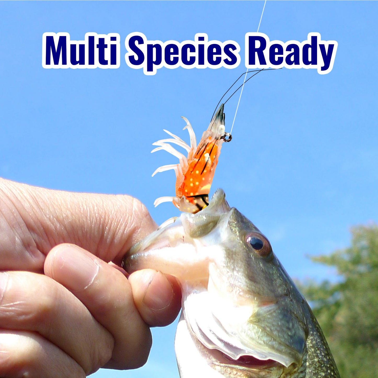 CASTSTRIKE 3Pcs Shrimp Fishing Lures for Saltwater and Freshwater Soft Bait Pre-Rigged Glow Eyes Lifelike Silicone Prawn Jig for Bass Trout Redfish Flounder Crappie Snook Walleye Fishing