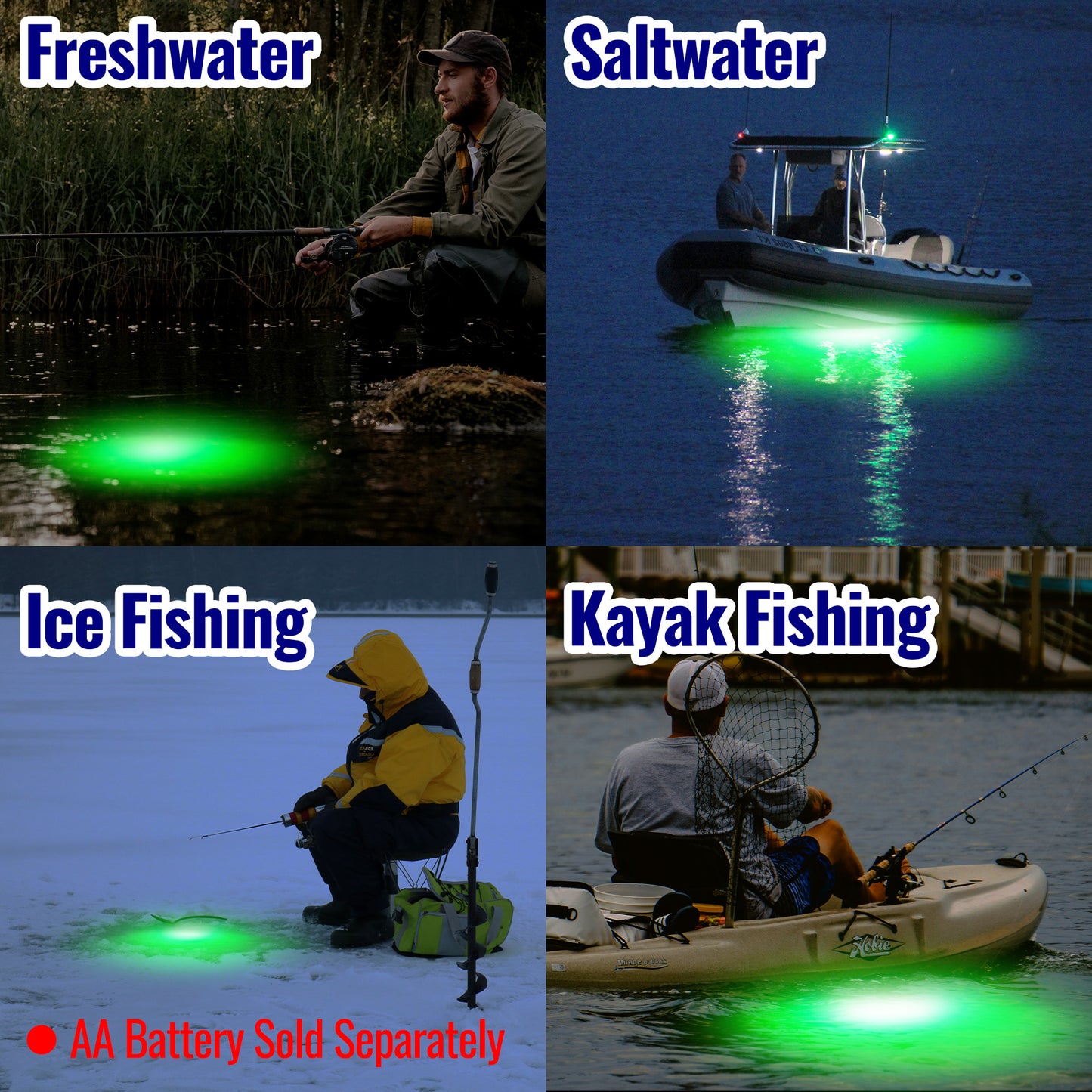 CASTSTRIKE Underwater Fishing Light 5pcs Set for Deep Drop Submersible LED Flashing Lure Bait with AA Battery for Saltwater Freshwater Tuna Squid Swordfish Boat Rig Night Fishing