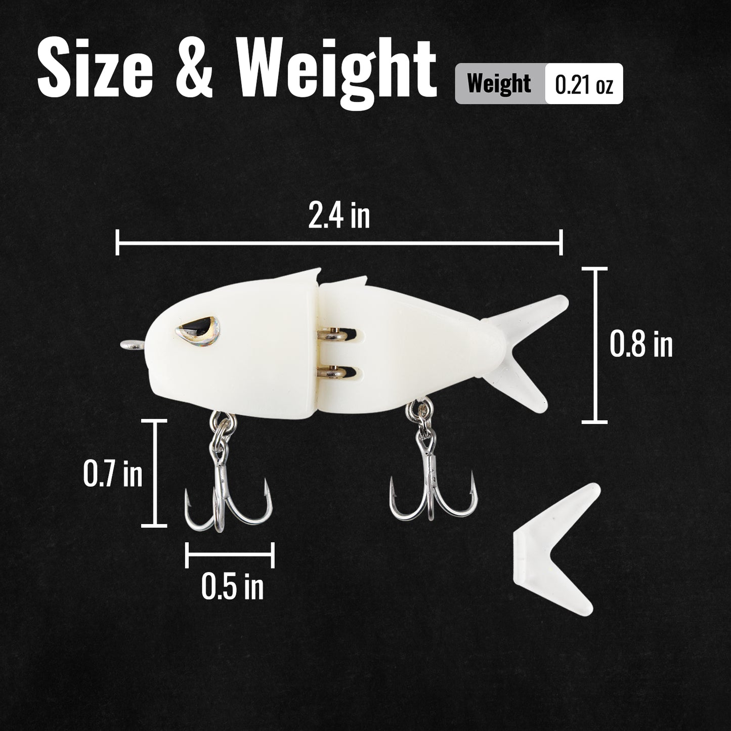 CASTSTRIKE 2PCS Mini Jointed Glide Bait Swimbait Bass Fishing Lure Slow Sinking Multi Jointed Fishing Lures for Freshwater Saltwater Realistic Wobbling Swimbait with 2 Extra Tails Treble Hooks