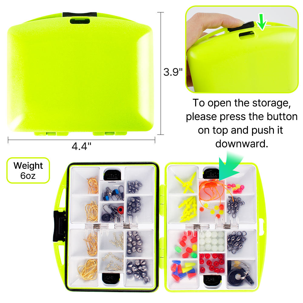 Fishing Mini Tackle Box Organizer Set 180 pcs Saltwater Hooks Weights Sinkers Swivels Kids Starter Kit Ice Fishing Gear