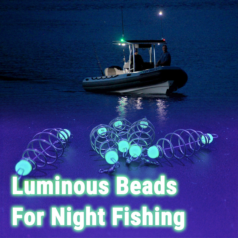 24PCS Fishing Bait Trap Cage Rigs Luminous Glow in The Dark Spring Feeder Hooks for Mullet, Carp, Bread and Dough Bait Freshwater Ready to Use Setup