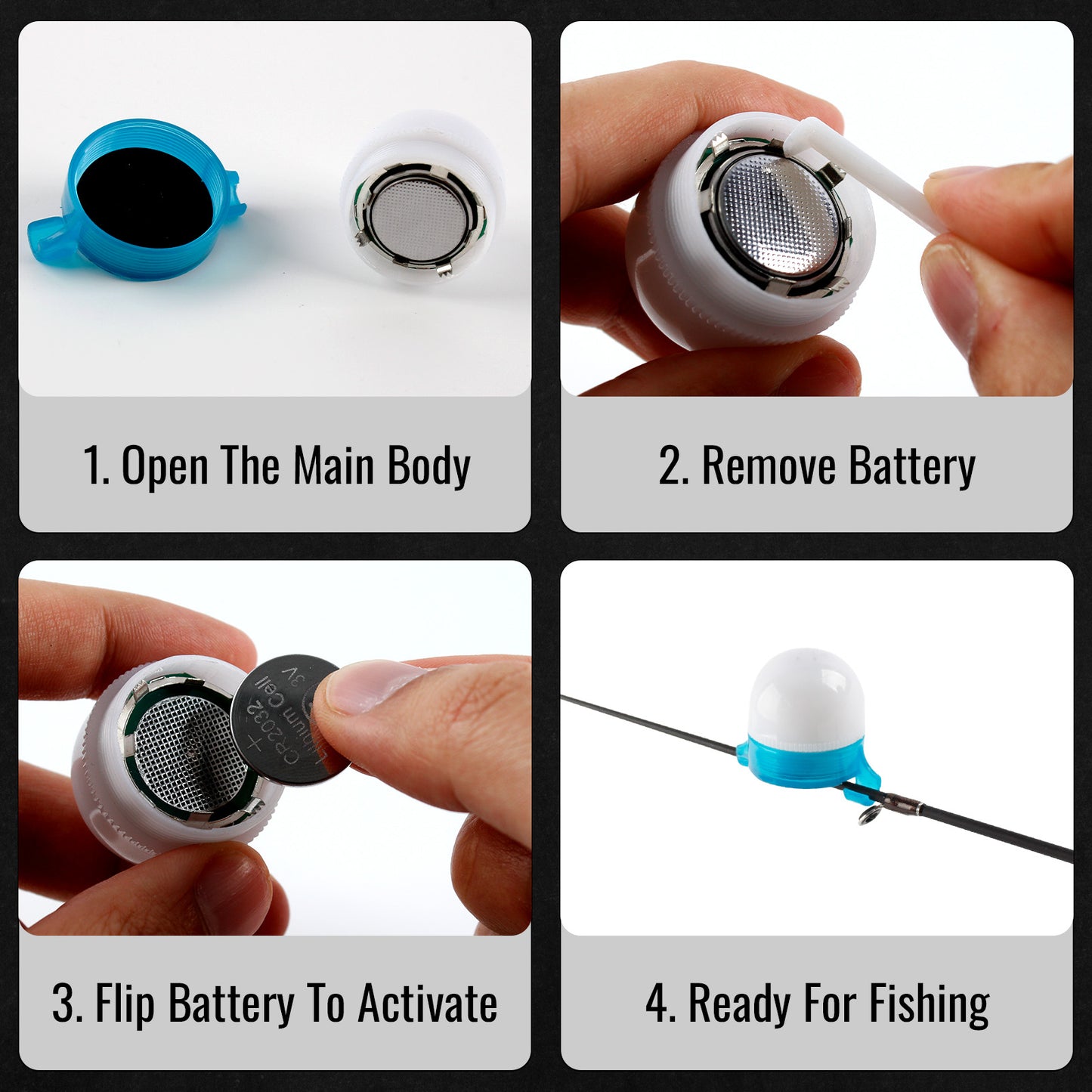 CASTSTRIKE LED Fishing Bite Alarm with Audible Sound and Flashing Light, Rod Tip Strike Alert Indicator with Extra Bells, Sensitive Bite Detection for Night Fishing Ice Fishing Carp Catfish