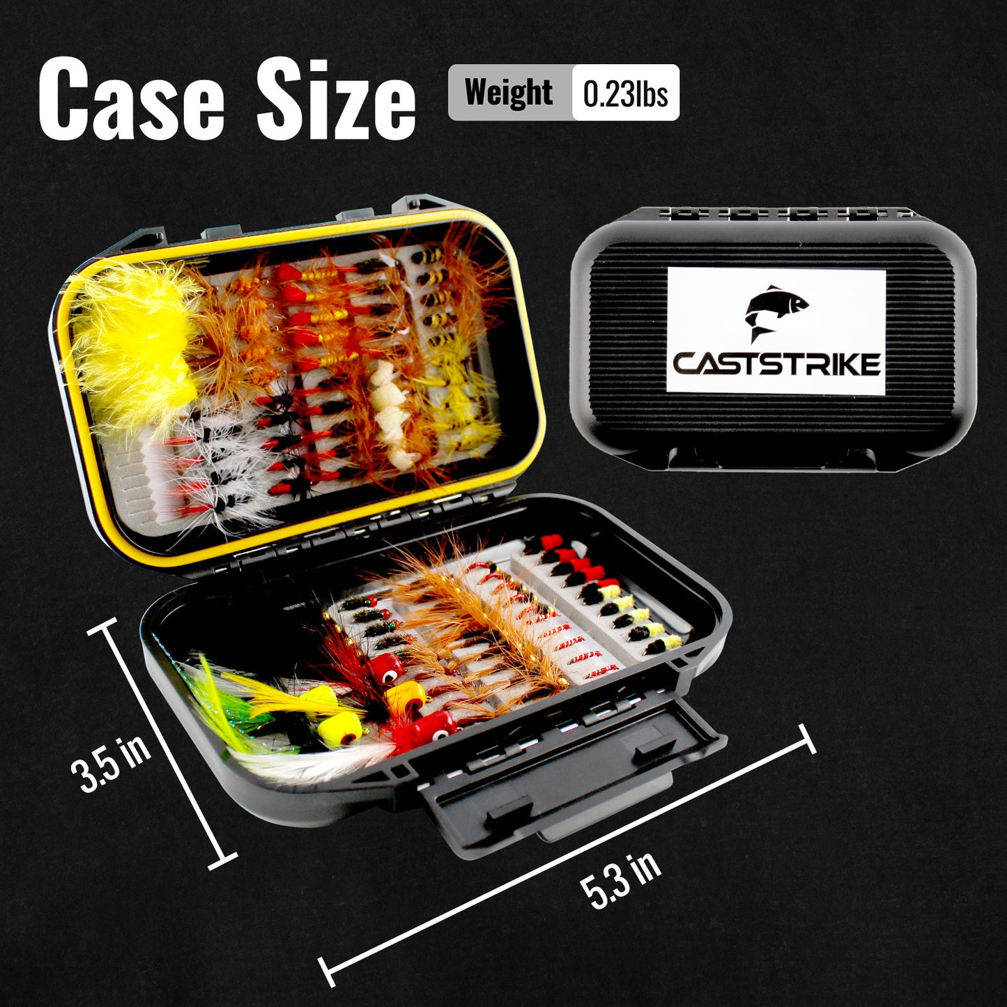 CASTSTRIKE Fly Fishing Flies Kit 100pcs Dry Wet Nymph Streamer Lures Set Fly Fishing Gear Tackle Hooks for Trout Bass Salmon with Waterproof Double Sided Fly Box Assortment Hand Tied Fly Lures