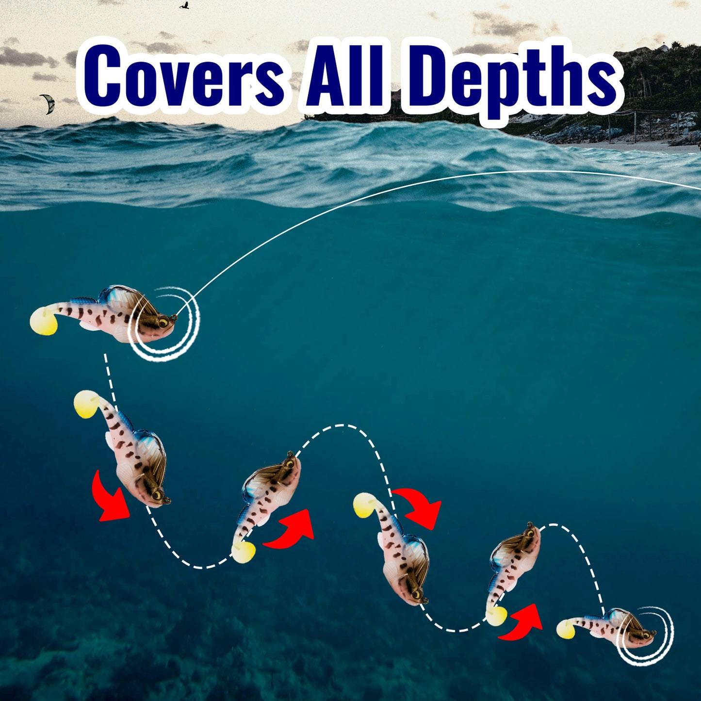 CASTSTRIKE Soft Fishing Lures 5pcs Kit with Tackle Box Weedless Paddle Tail Swimbaits for Bass Trout Crappie Walleye Freshwater Saltwater Life Like Action Durable Plastic Sharp Hooks