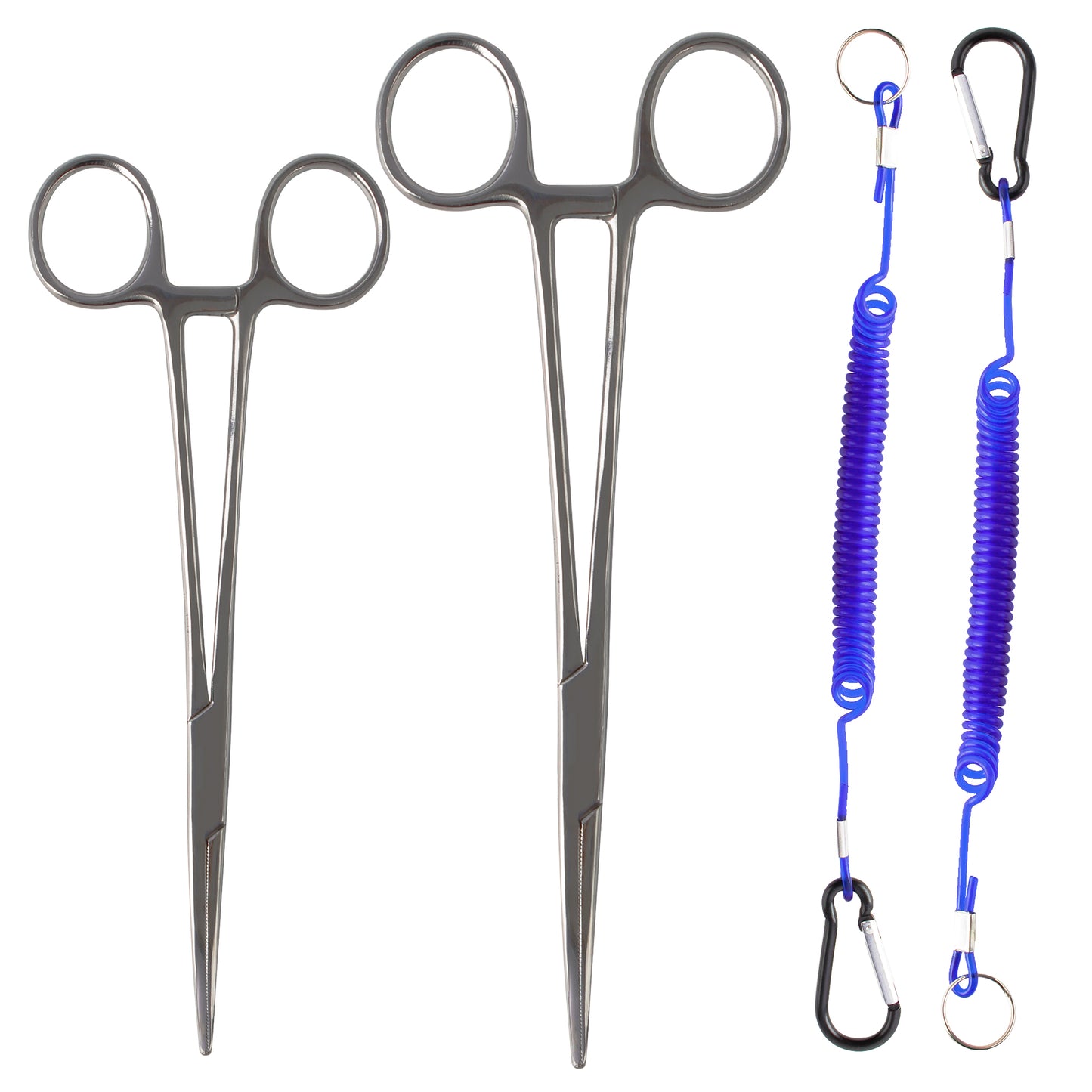 CASTSTRIKE Multi-Purpose Fishing Tool Kit with Hemostat Forceps, Titanium Braid Scissors, Pin-On Reel, Anti-Loss Coiled Lanyard, Hook Remover Set for Fly Fishing, Tackle Setup & Angling(Forceps Combo)