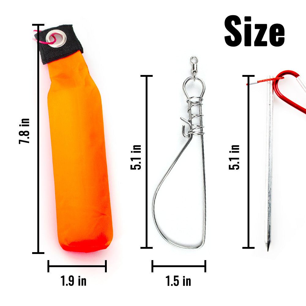 Fish Stringer Kit 5-Hook Floating Buoy Tangle-Free Rope Clip Lock and Carry Bag for Kayak Boat and Shore Fishing