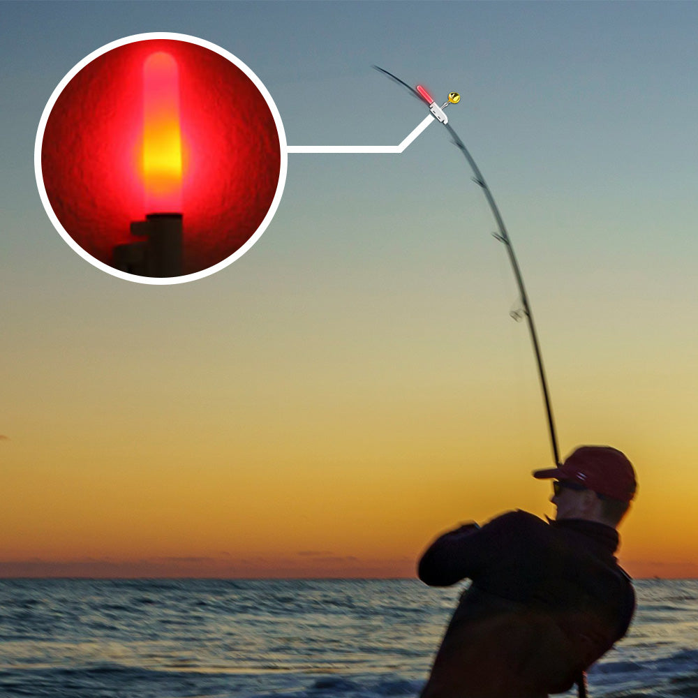 Fishing Bite Alarm Bell for Rod 6 PCS LED Smart Sensor Light Turns Red on Fish Strike Night Fishing Sound Alert with Clip-on Design