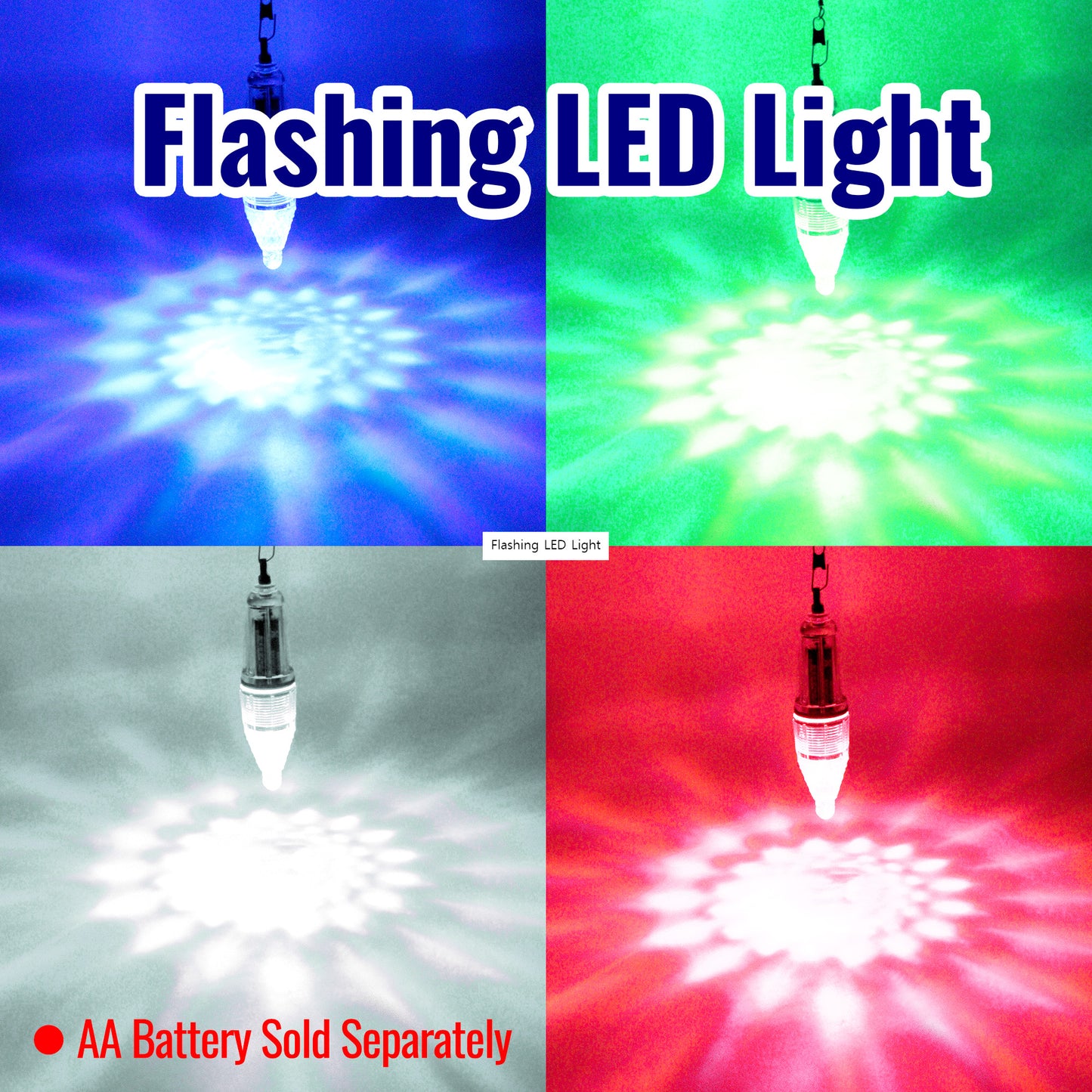 CASTSTRIKE Underwater Fishing Light 5pcs Set for Deep Drop Submersible LED Flashing Lure Bait with AA Battery for Saltwater Freshwater Tuna Squid Swordfish Boat Rig Night Fishing