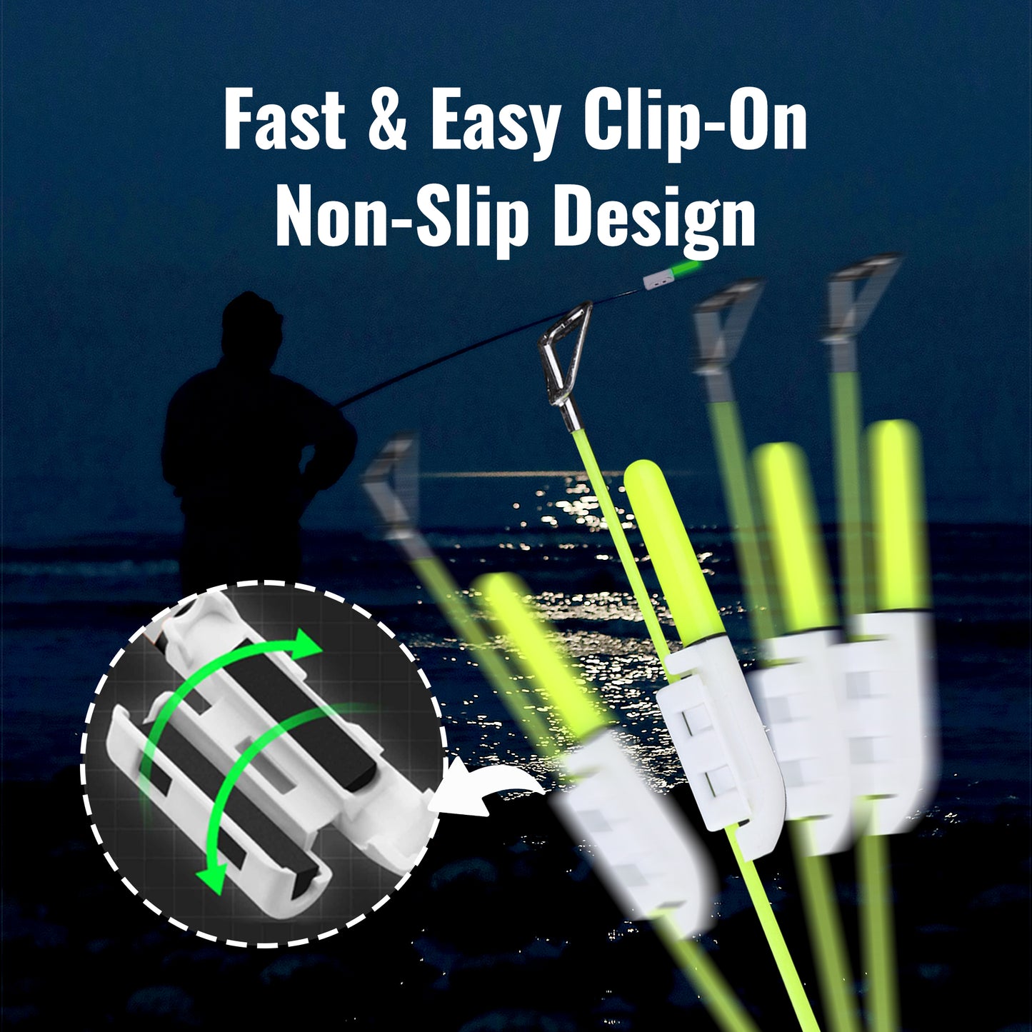 Fishing Bite Alarm Kit with LED Indicators and Bells – Clip-On Rod Tip Strike Alert Light for Night Fishing, Freshwater and Saltwater – Compact Durable Hard Case Included for Easy Storage