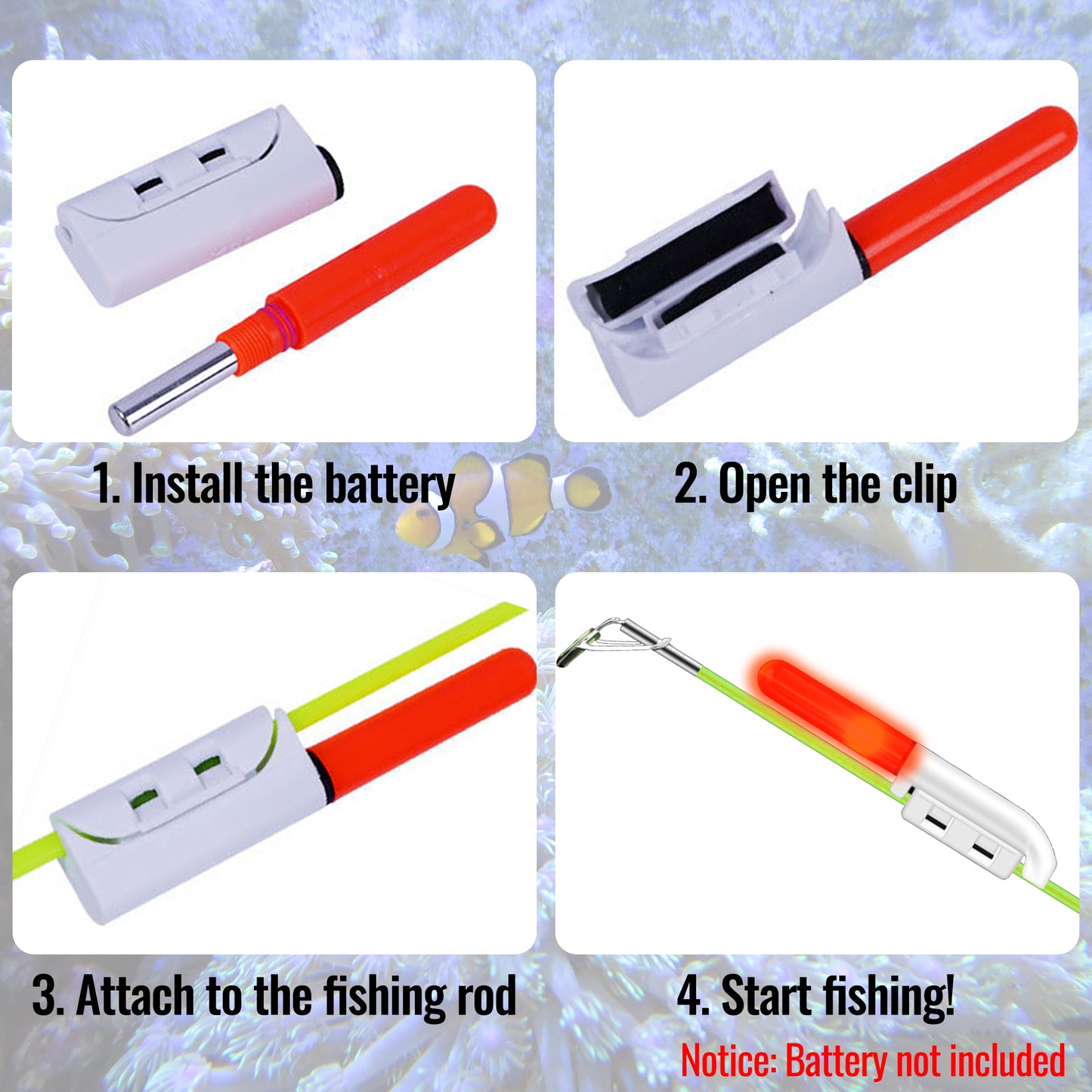 Fishing Bite Alarm Kit with LED Indicators and Bells – Clip-On Rod Tip Strike Alert Light for Night Fishing, Freshwater and Saltwater – Compact Durable Hard Case Included for Easy Storage