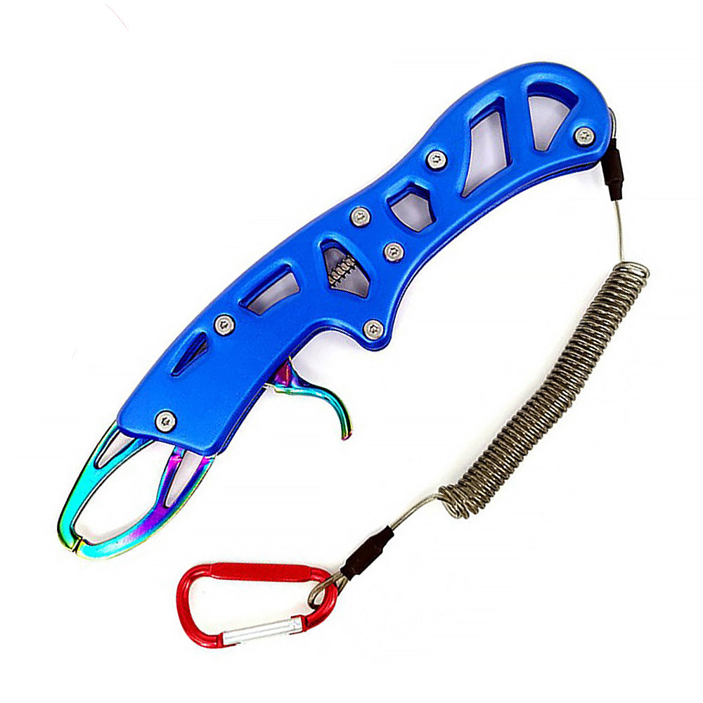Fish Gripper, Fish Grabber with Spring Anti-Lost Rope, Aluminum Alloy Handle, Stainless Steel Fish Holder, Secure Grip for Freshwater and Saltwater Fishing