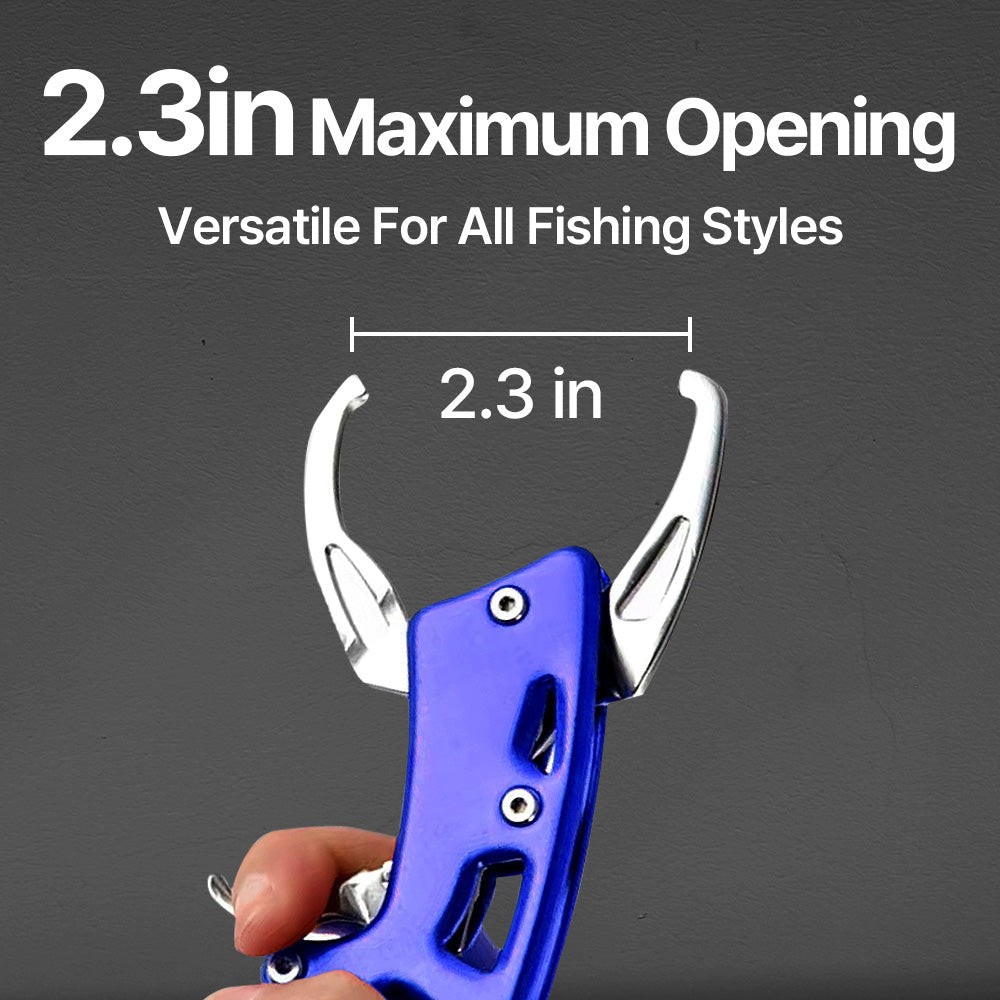 Fish Gripper, Fish Grabber with Spring Anti-Lost Rope, Aluminum Alloy Handle, Stainless Steel Fish Holder, Secure Grip for Freshwater and Saltwater Fishing