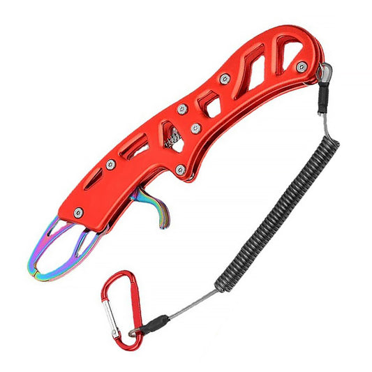 Fish Gripper, Fish Grabber with Spring Anti-Lost Rope, Aluminum Alloy Handle, Stainless Steel Fish Holder, Secure Grip for Freshwater and Saltwater Fishing